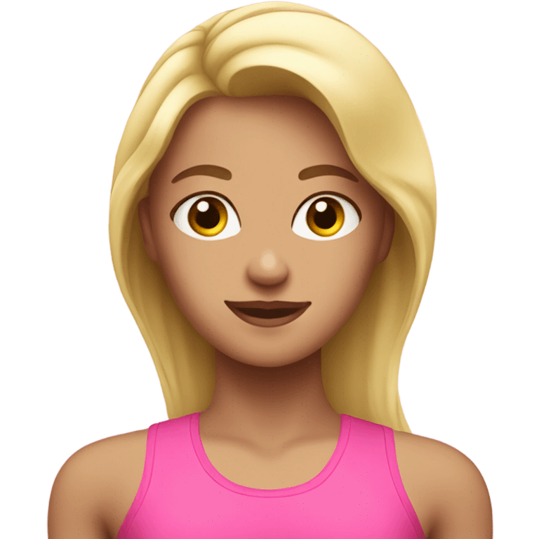 Blonde girl workout pink clothes emoji