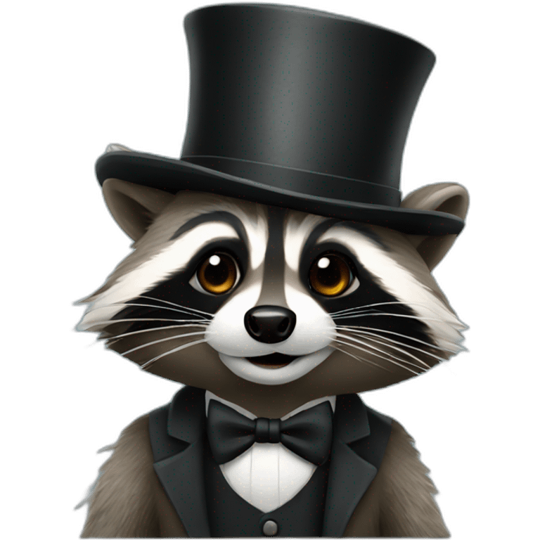 Raccoon with a top hat emoji