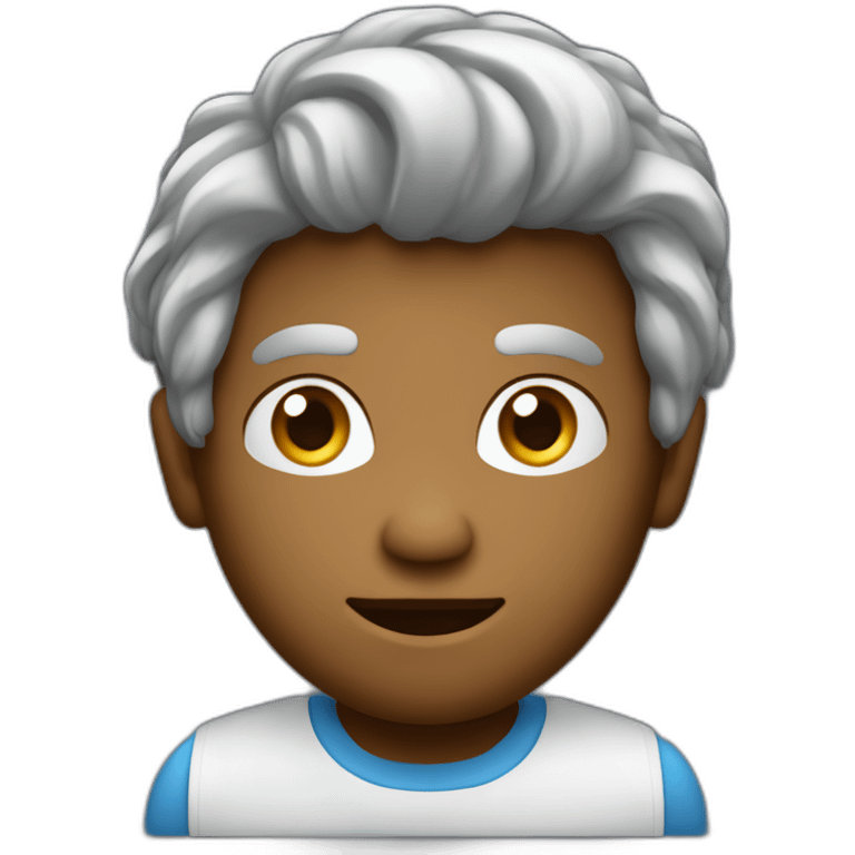 Homme avec des cheveux noir devant un ordinateur emoji