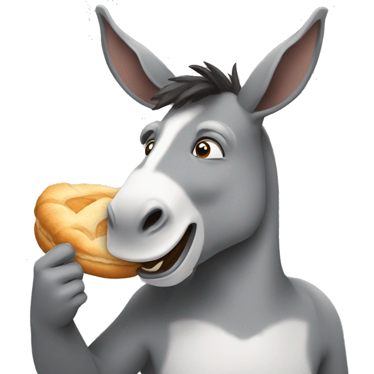 Donkey eating croissant emoji