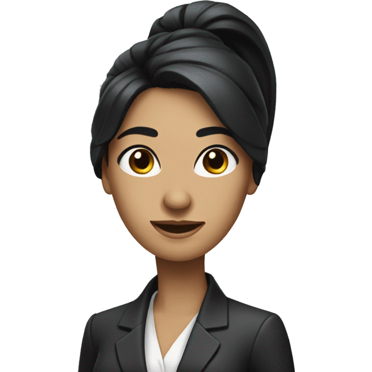 executive woman with long black hair with ponytail black eyes emoji