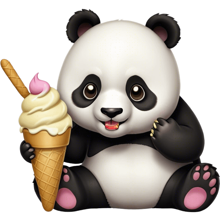 Panda eating ice cream emoji