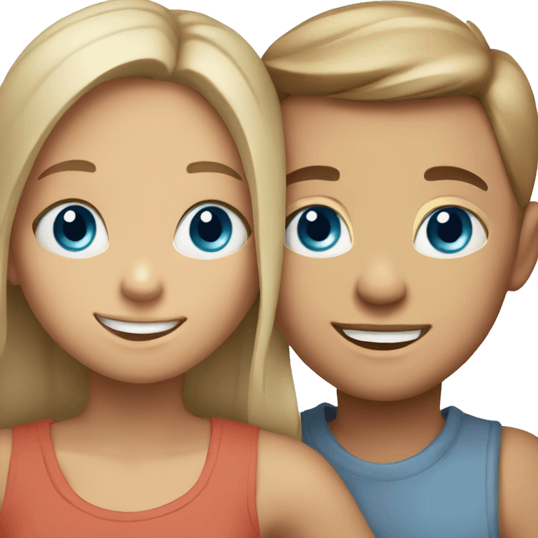 blue eyed smiling girl with boy hugging her from behind emoji