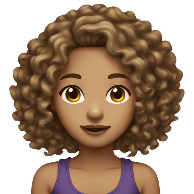 light skin girl long curly brown hair  emoji