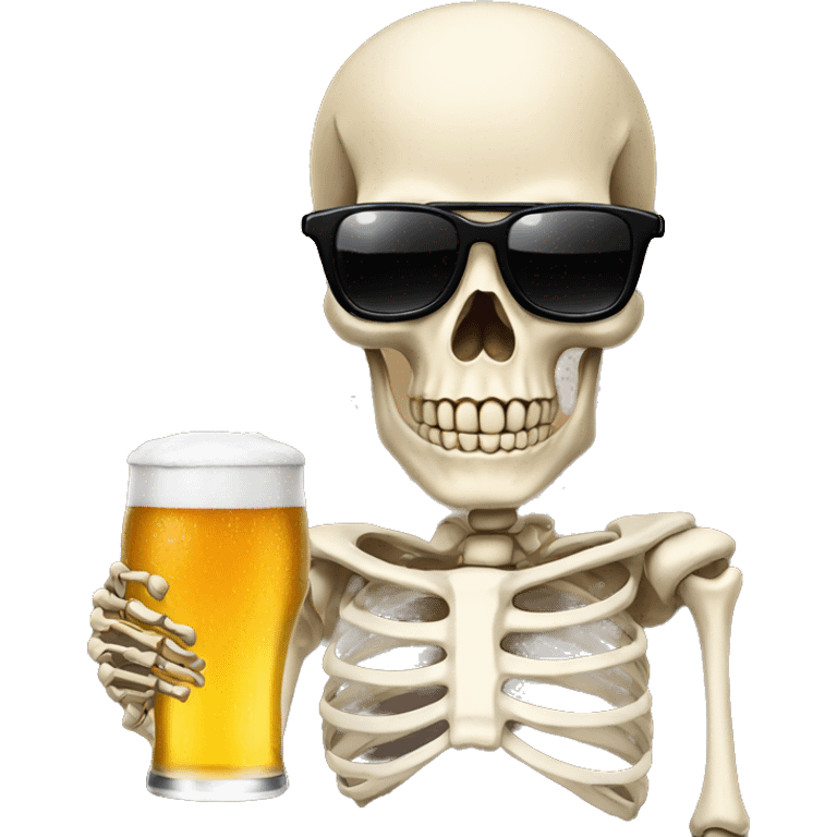 skeleton with beer and sunglasses  emoji