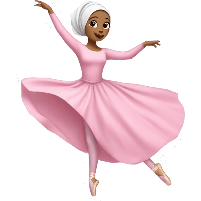 Beautiful-Hijabi-woman-doing-ballet-in-pink emoji