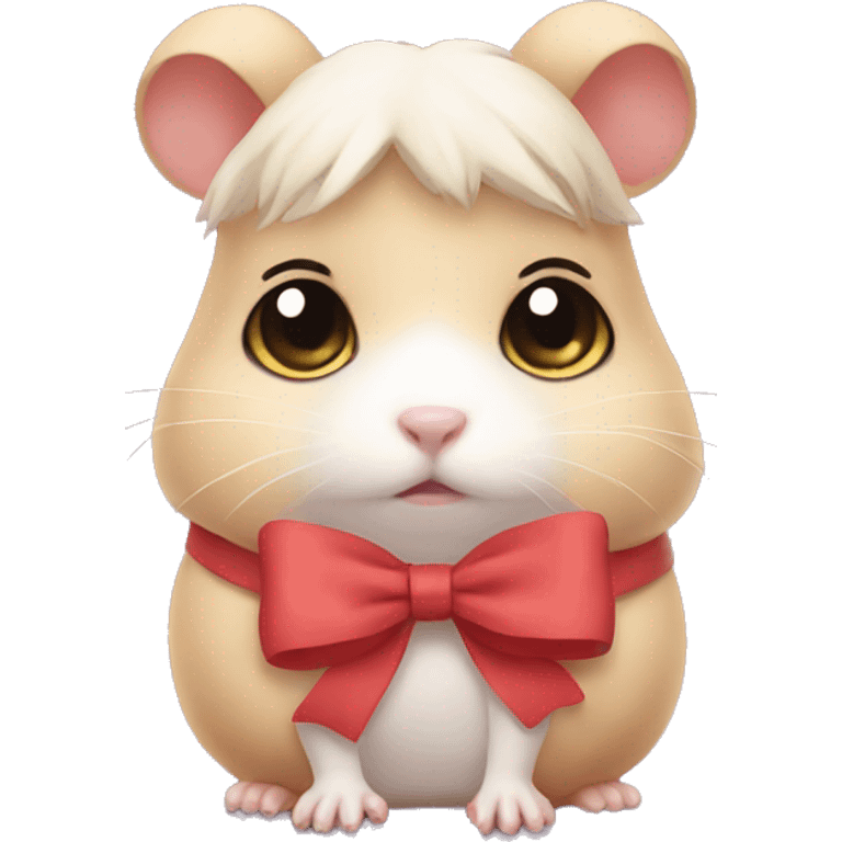 Sad hamster girl with a bow  emoji