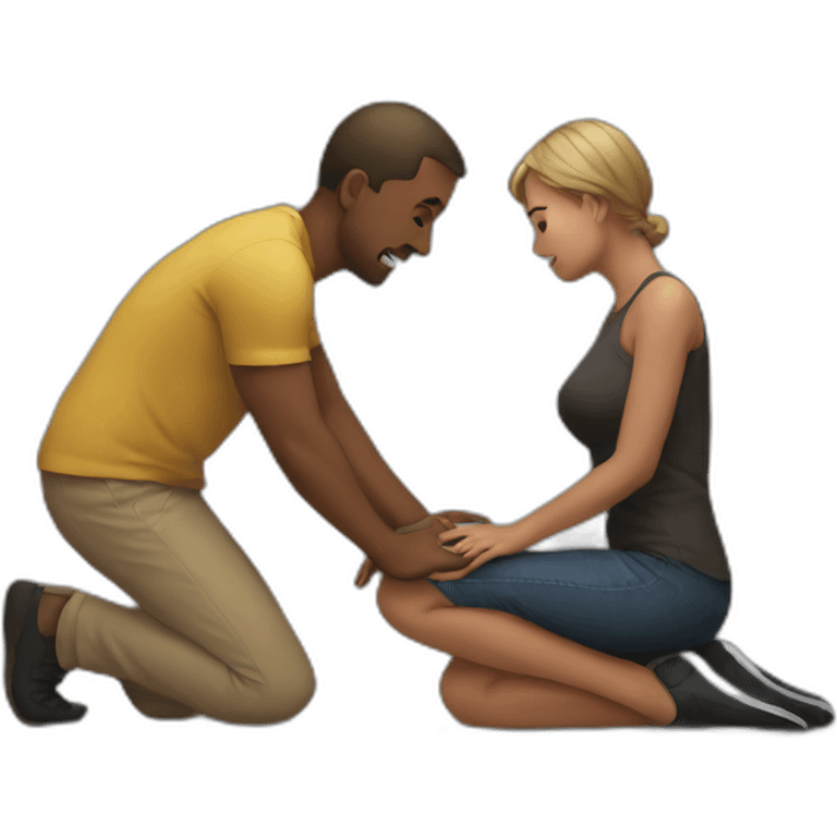 Man on knees facing woman emoji