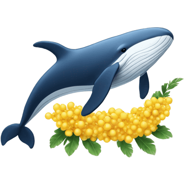 Whale with a mimosa emoji