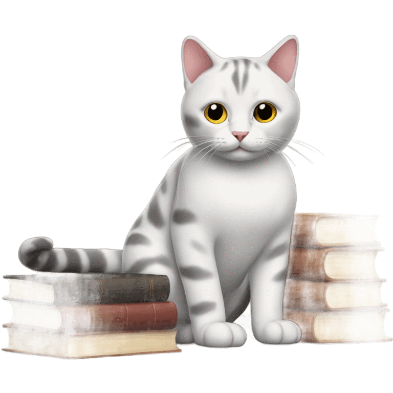 Cat and books emoji