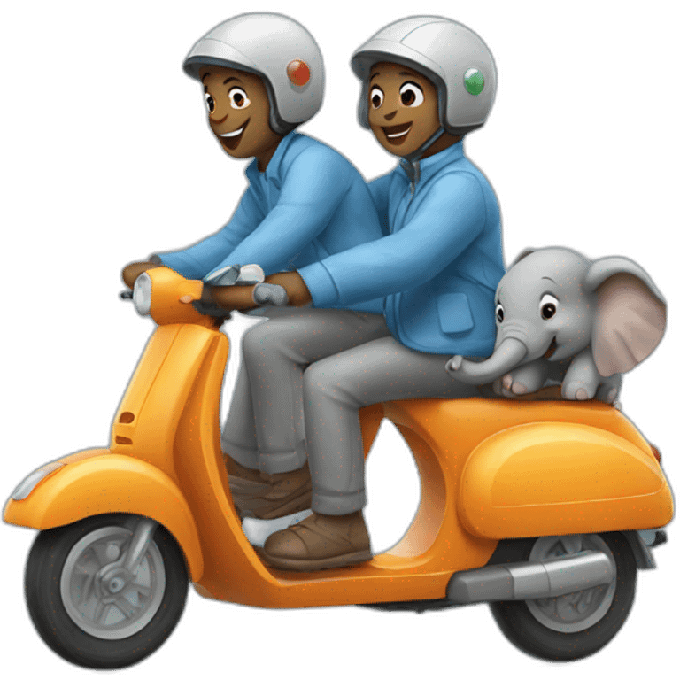 two elephants riding scooter emoji