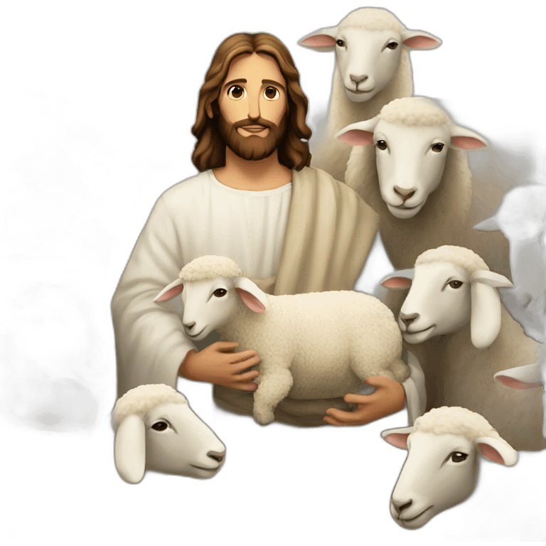 Jesus with sheep emoji