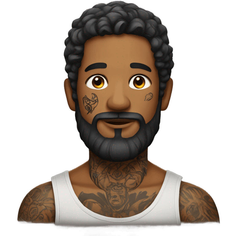 male portrait with beard with tattoos emoji