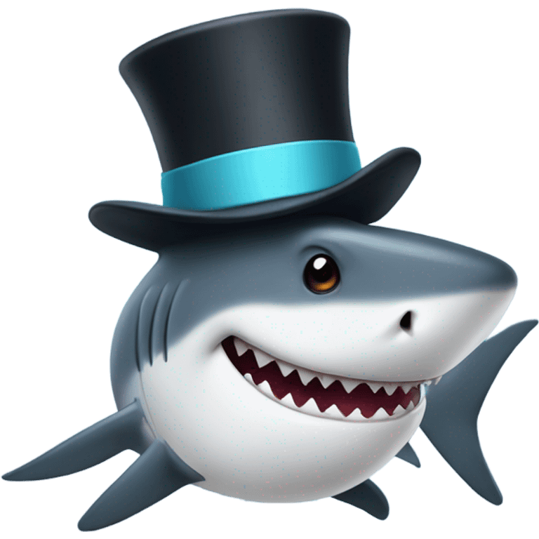 cute Shark with a top hat emoji