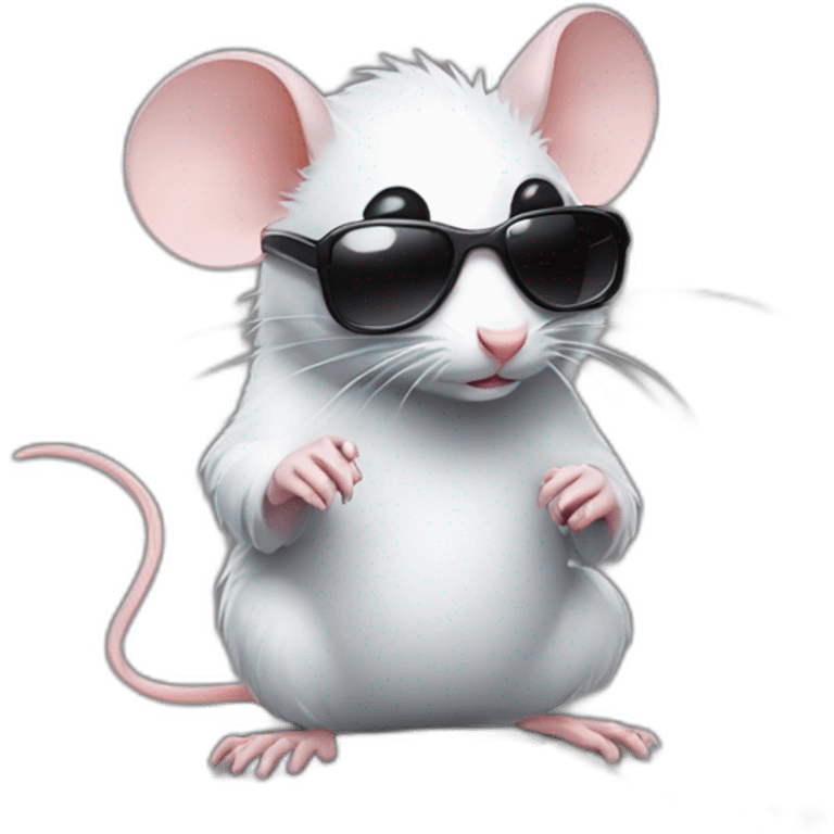 badass rat wearing sunglasses with a small plastic bag of powdered sugar emoji