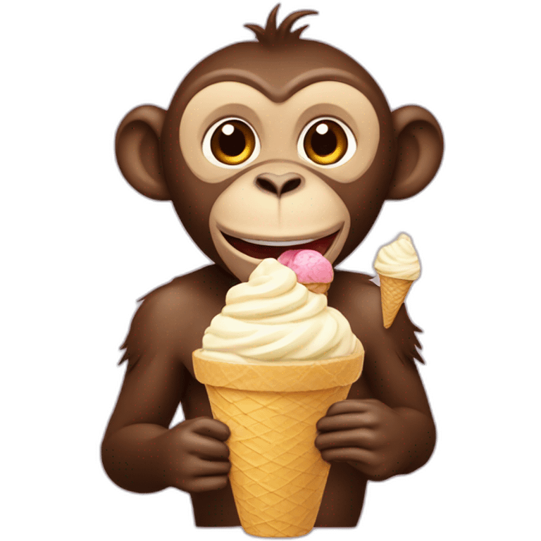 Monkey eating ice cream emoji