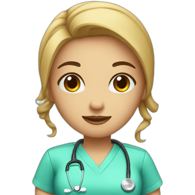 cute nurse with scrubs emoji