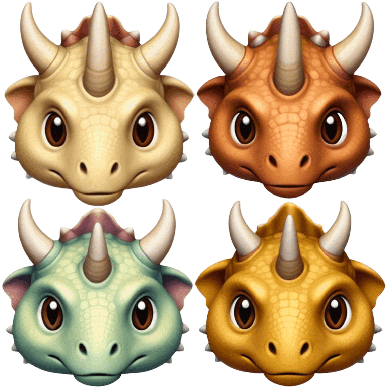 faces of different triceratops emoji