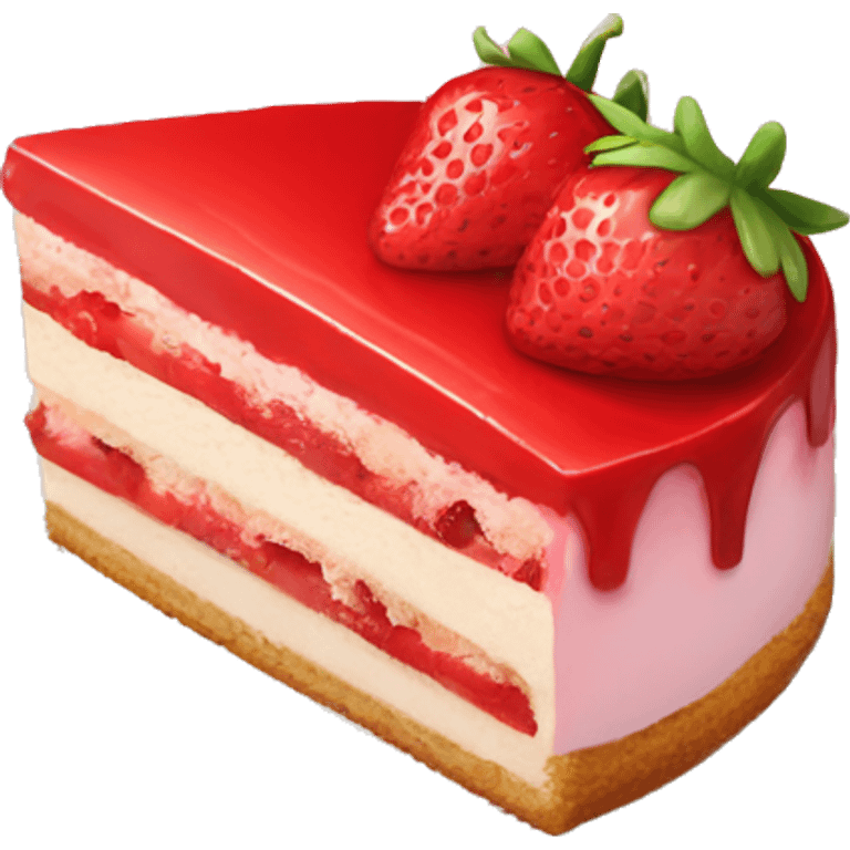 slice of strawberry cake with no dish emoji