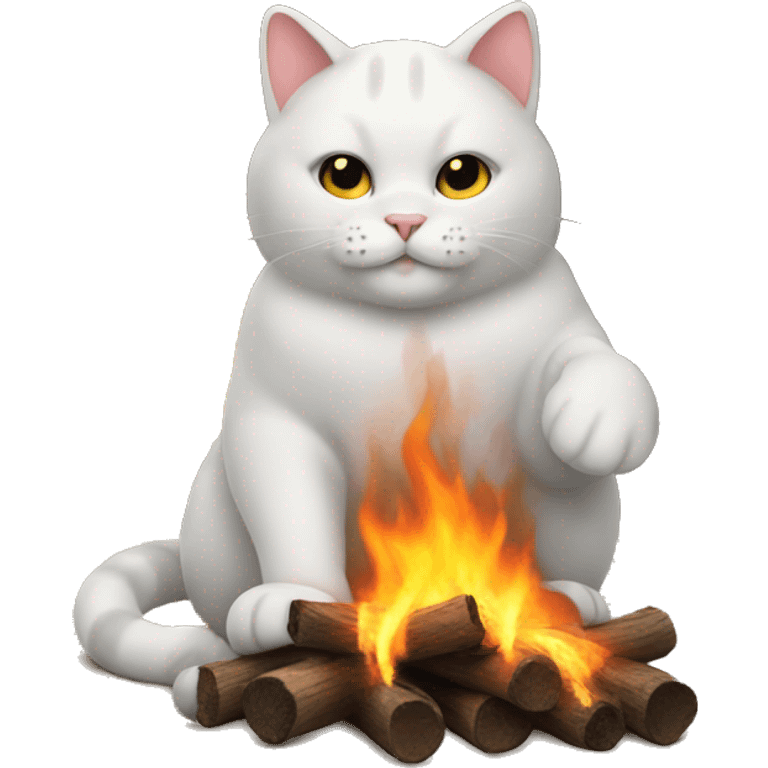 cat warms its paws by the fire emoji