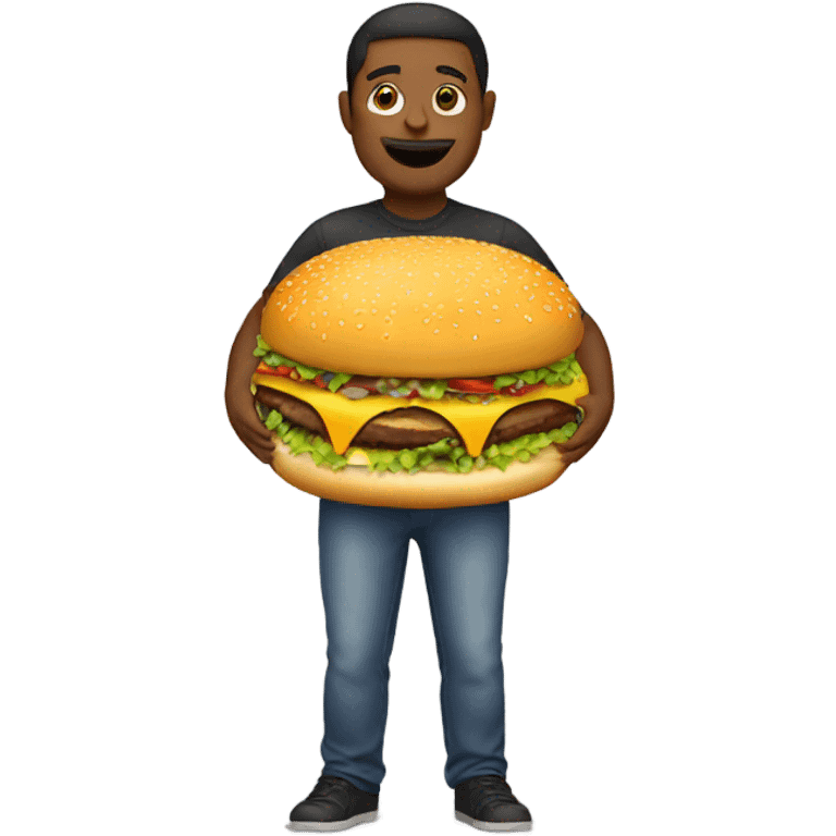 Large round person with burger emoji