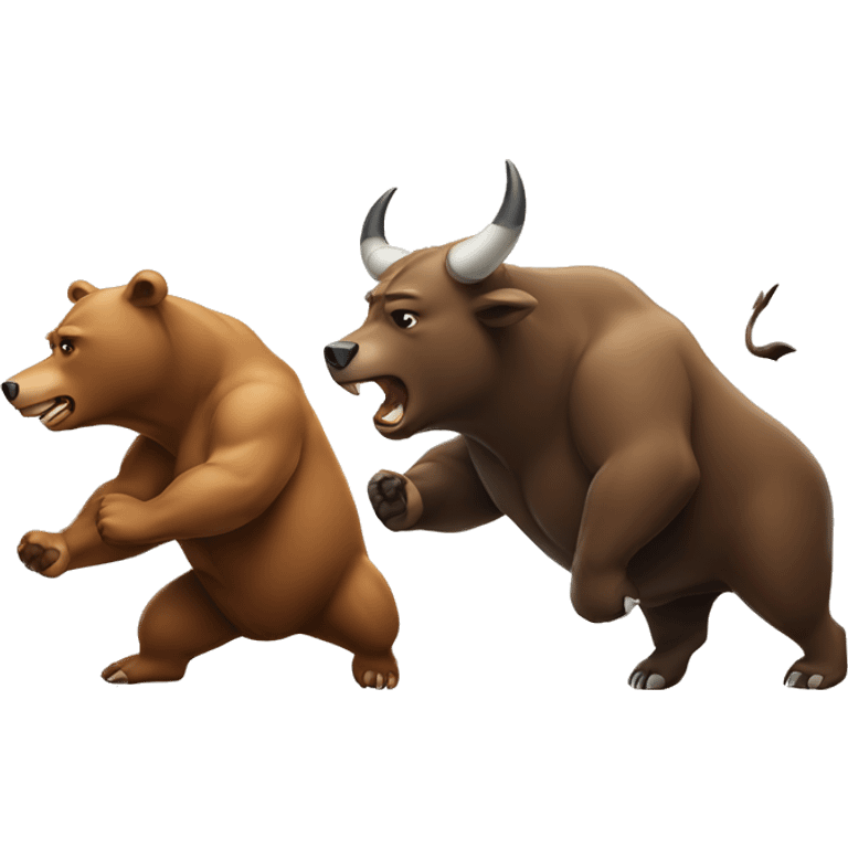 Bear and a bull fighting emoji