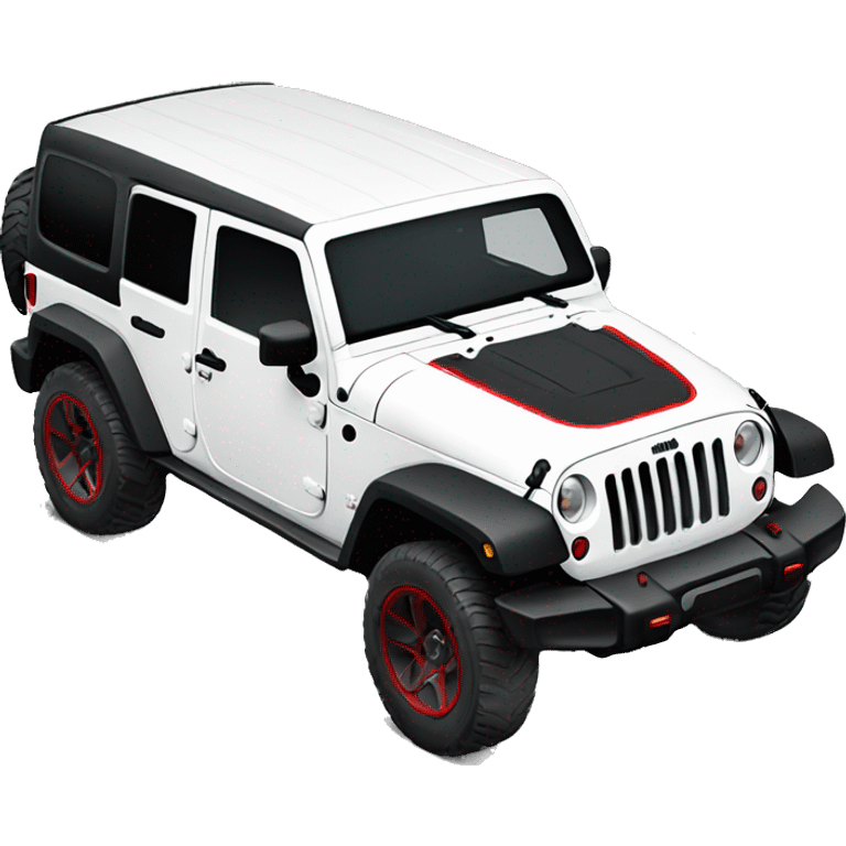 White Jeep Wrangler Rubicon with white roof and red accents  emoji