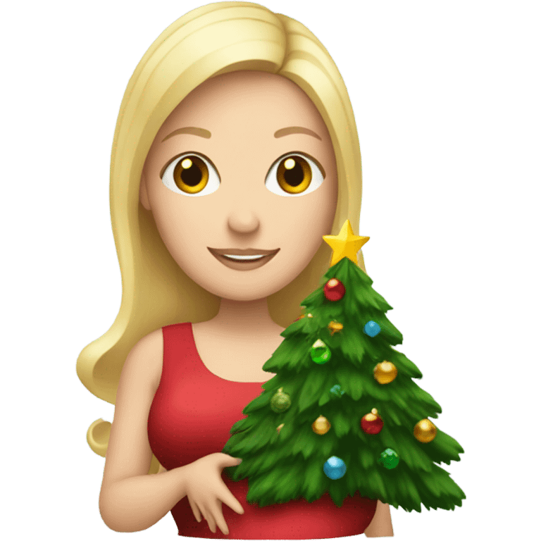 blonde pregnant woman with Christmas tree emoji