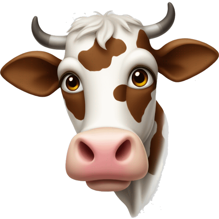 Cow with brown spots holding white heart  emoji