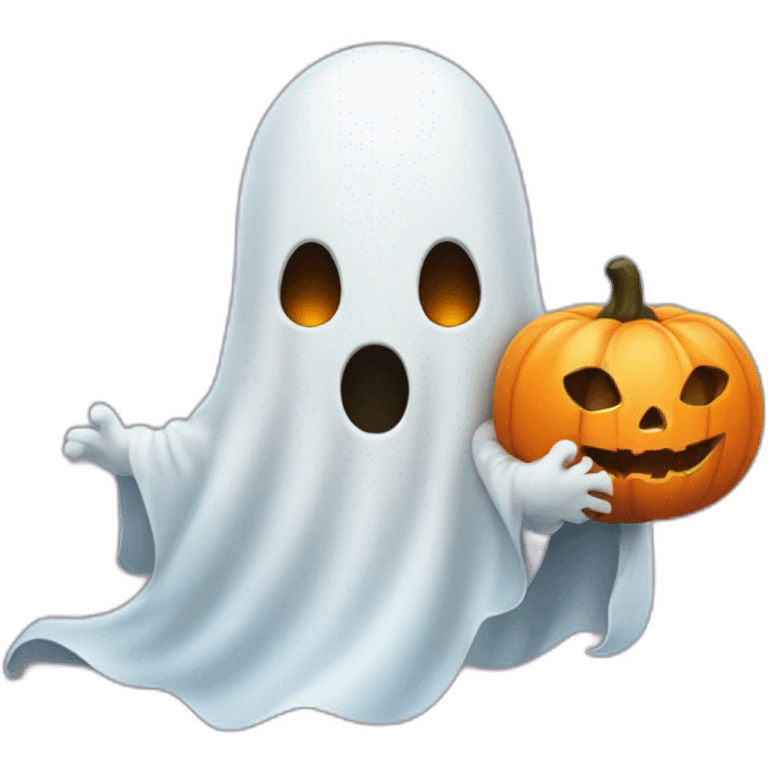 halloween ghost with a pumpkin emoji