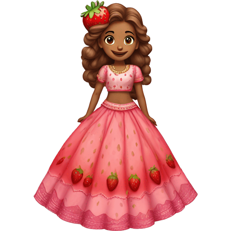 strawberry shortcake in a lehenga  emoji