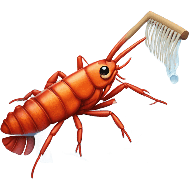 Crayfish with ice hockey stick emoji