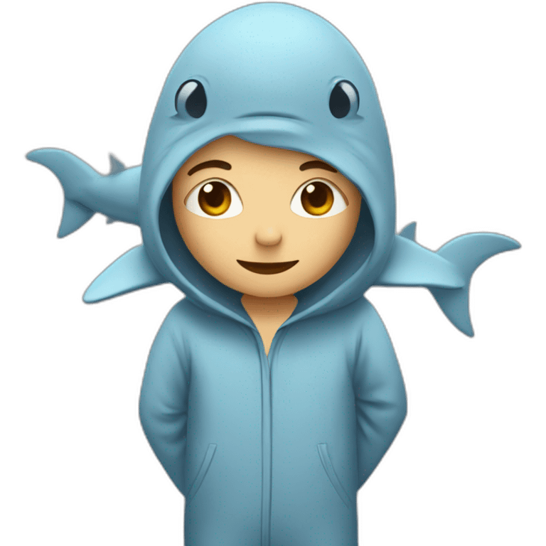 person in a pijama of sharks emoji