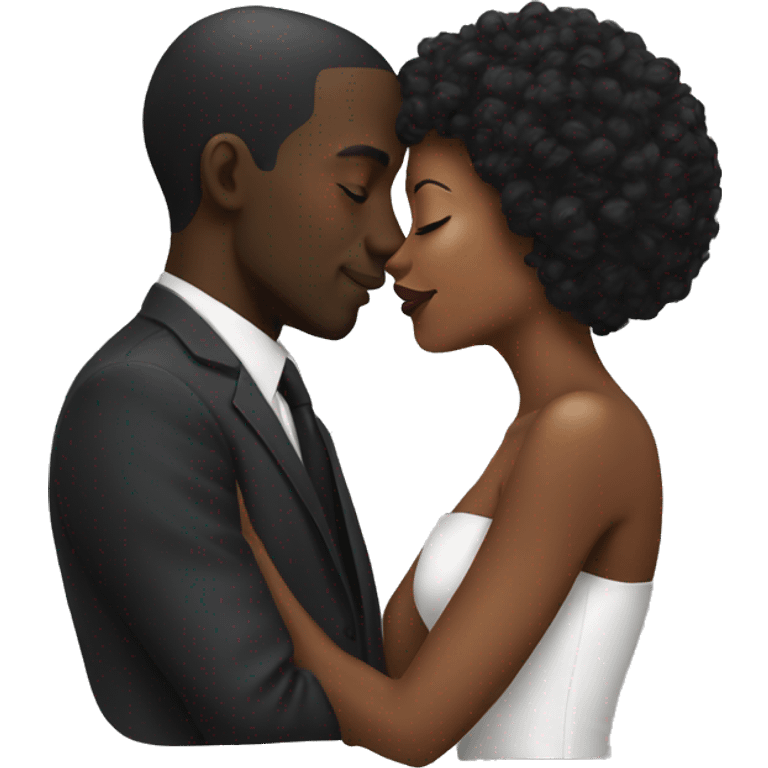 Black man kiss black woman emoji