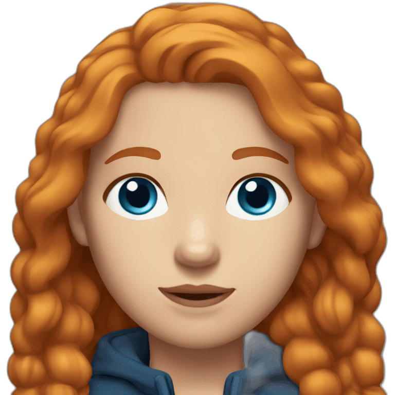 Ginger hair and blue eyes woman with a Canadian jacket emoji