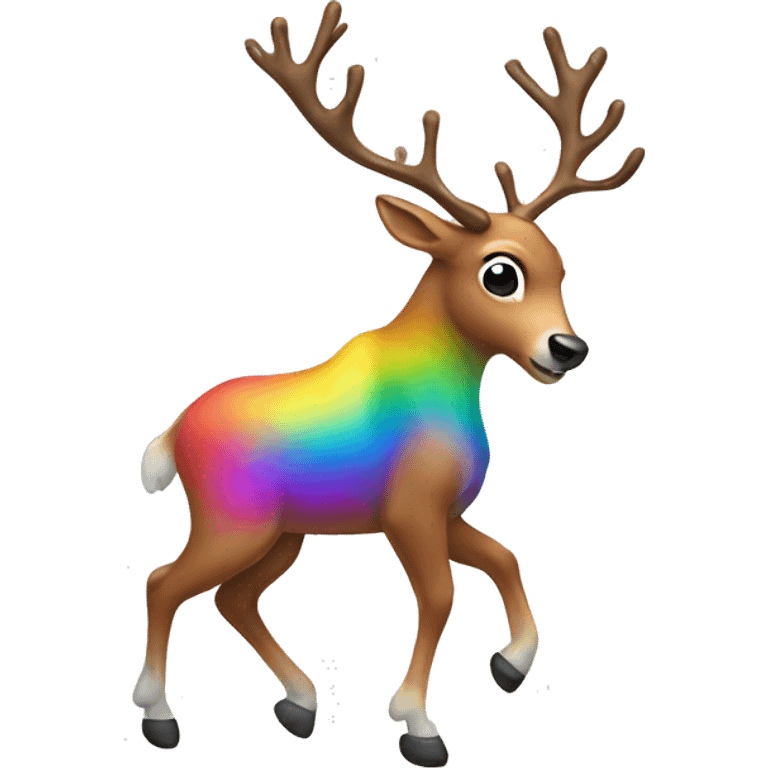 dabbing rainbow colored reindeer emoji