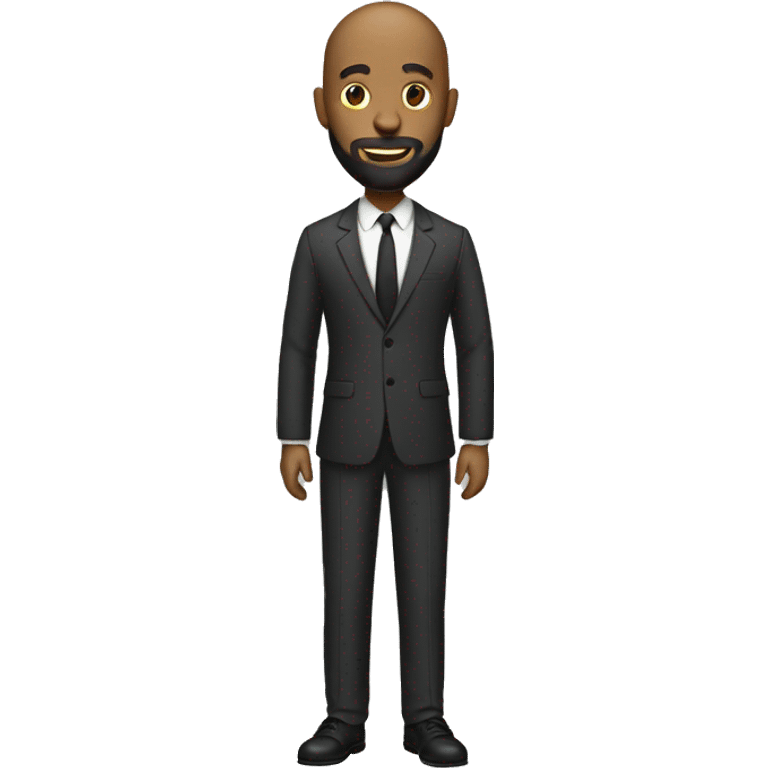 Full length suited bald headed black man with a beard emoji