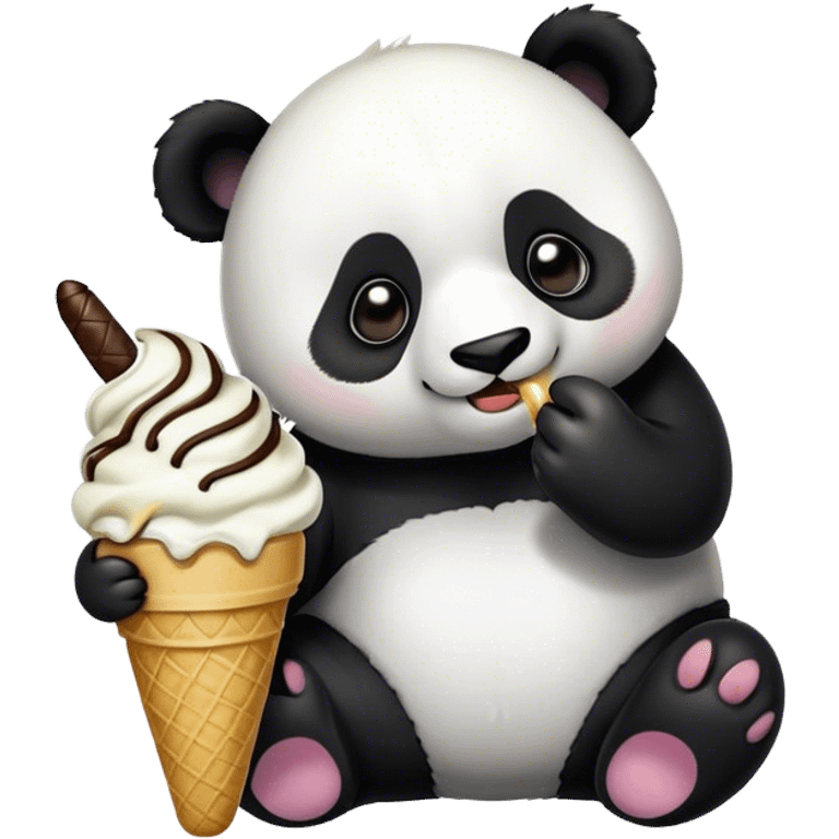 Panda eating ice cream emoji