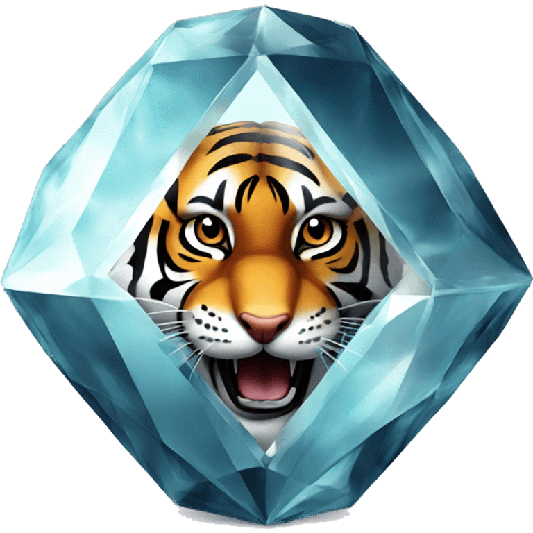 tiger looking through giant diamond emoji