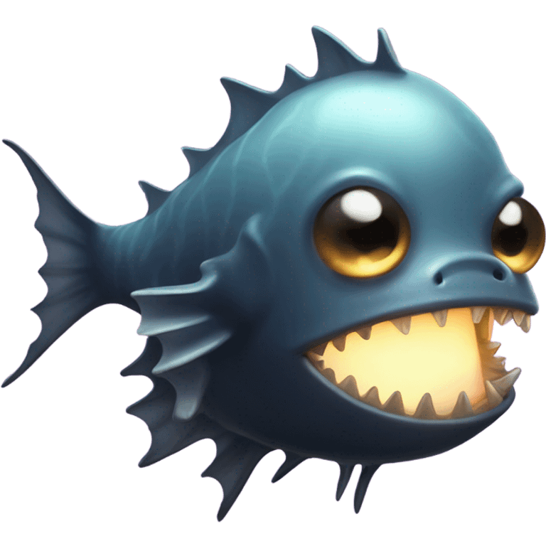 Anglerfish with glowing lure, sharp teeth, and big eyes. emoji