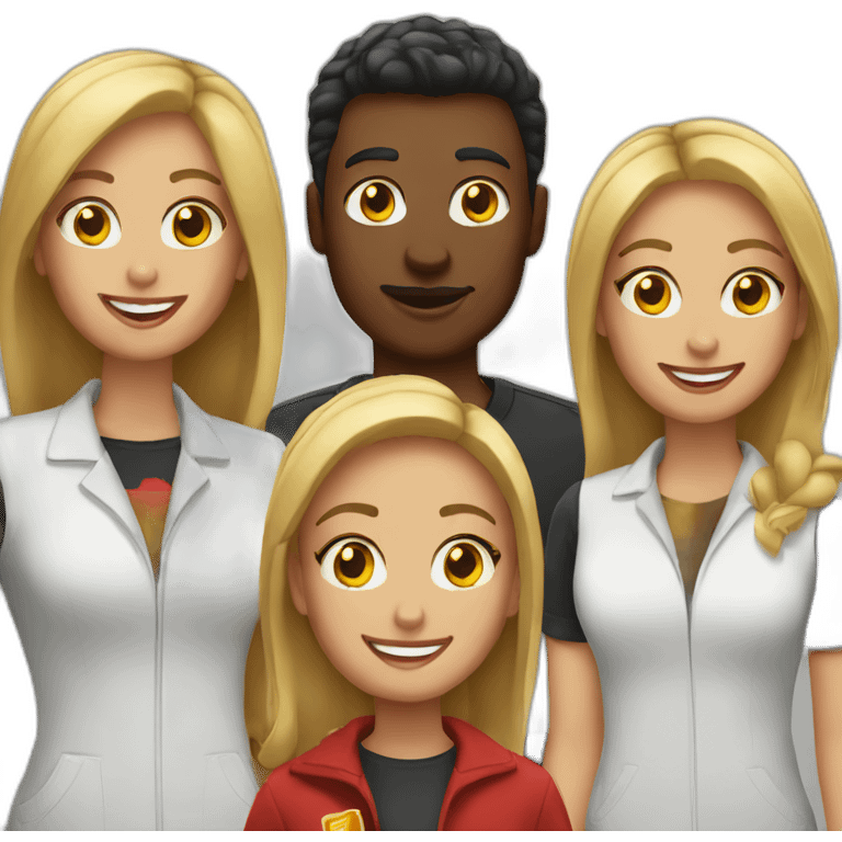 Friends crew working at McDonald's emoji