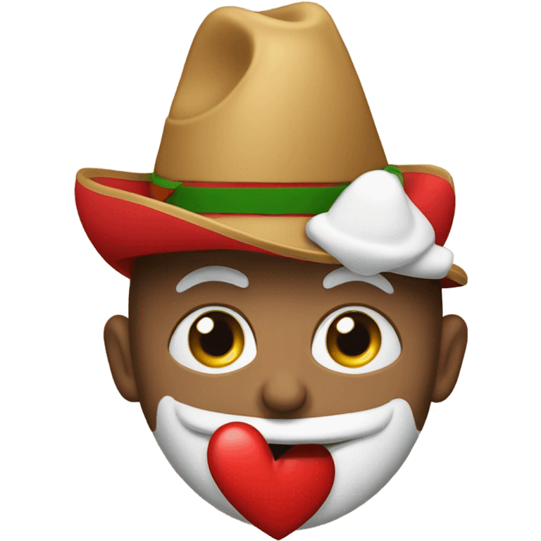 Un corazón abrazando y con sombrero de Santa emoji