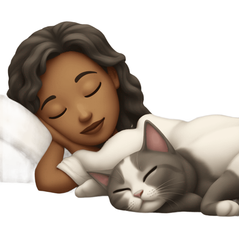 Girl and cat sleeping emoji