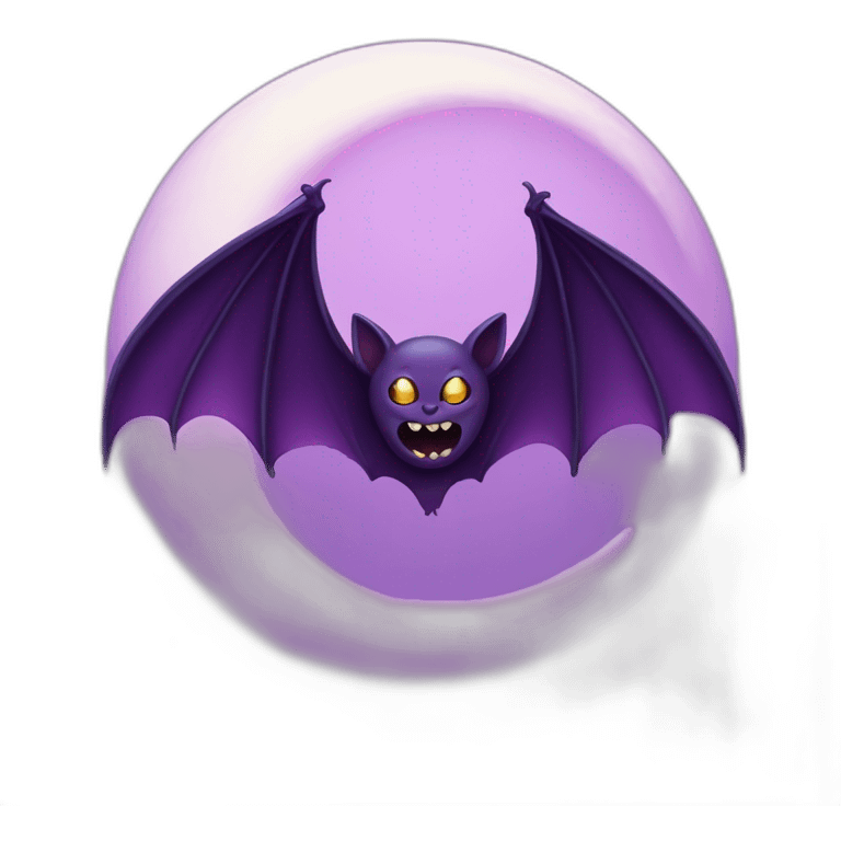 purple dripping vampire bat wings flying  in front of large crescent moon emoji