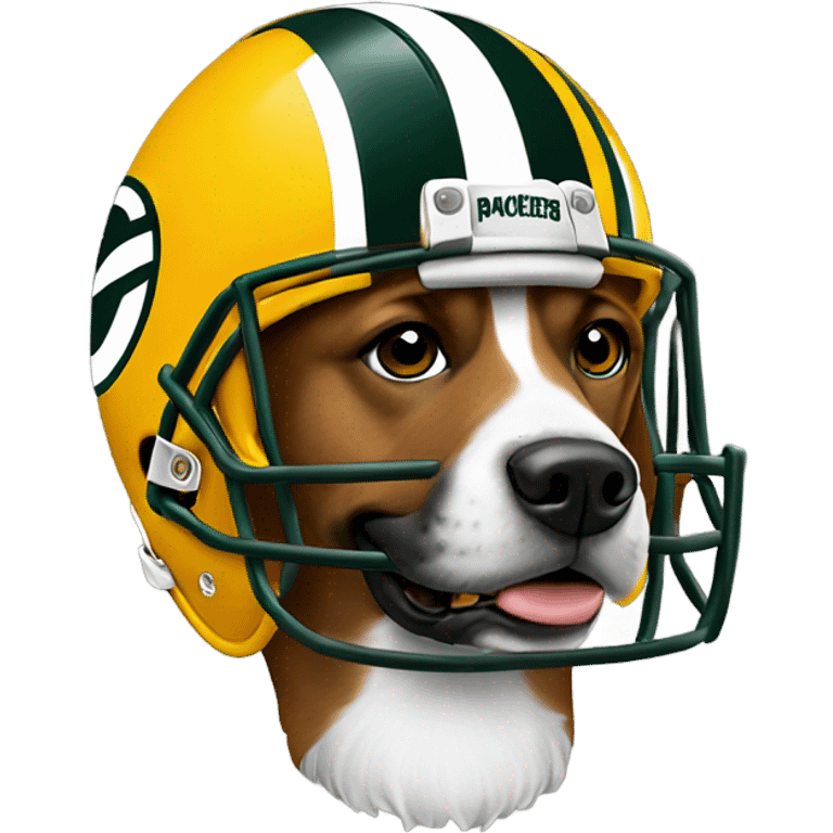 dog with green bay packers helmet emoji