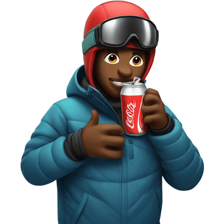 Snowboarder drinking coke emoji