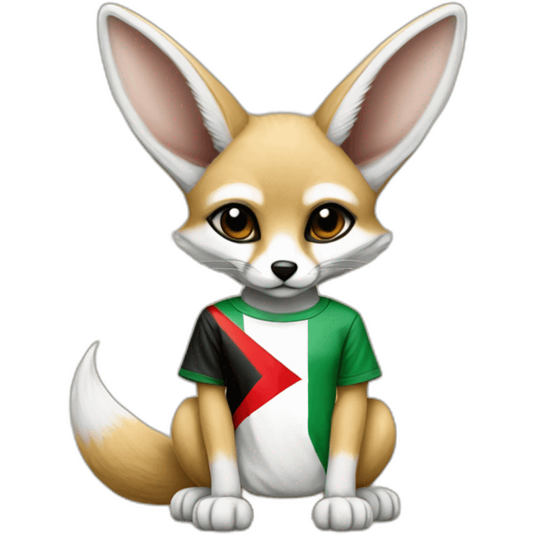 Fennec wearing a t-shirt with Palestinian flag emoji