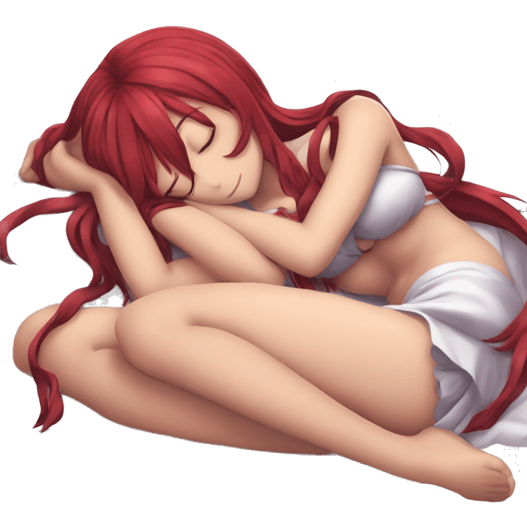 full body sleeping Rias Gremory anime style art emoji