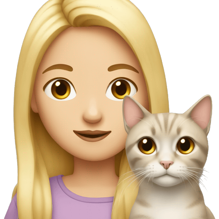 A blonde girl with a cat emoji