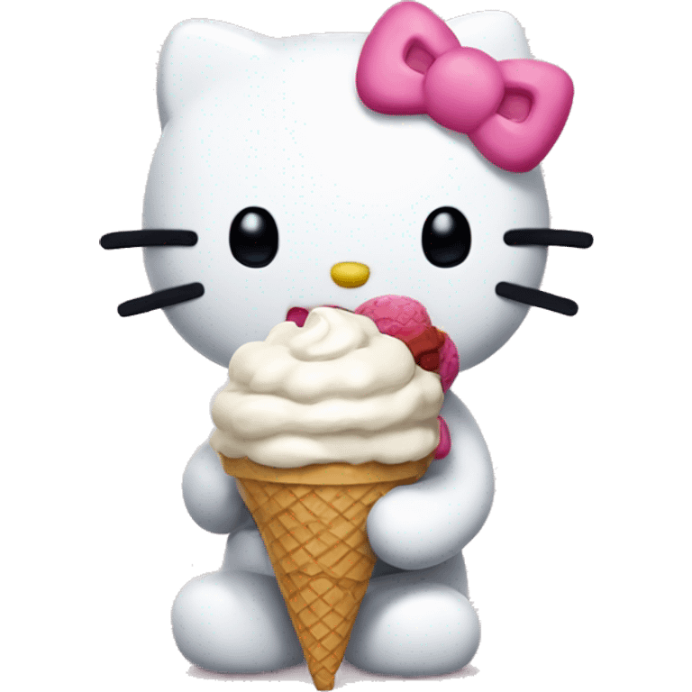 white hello kitty eating ice cream  emoji